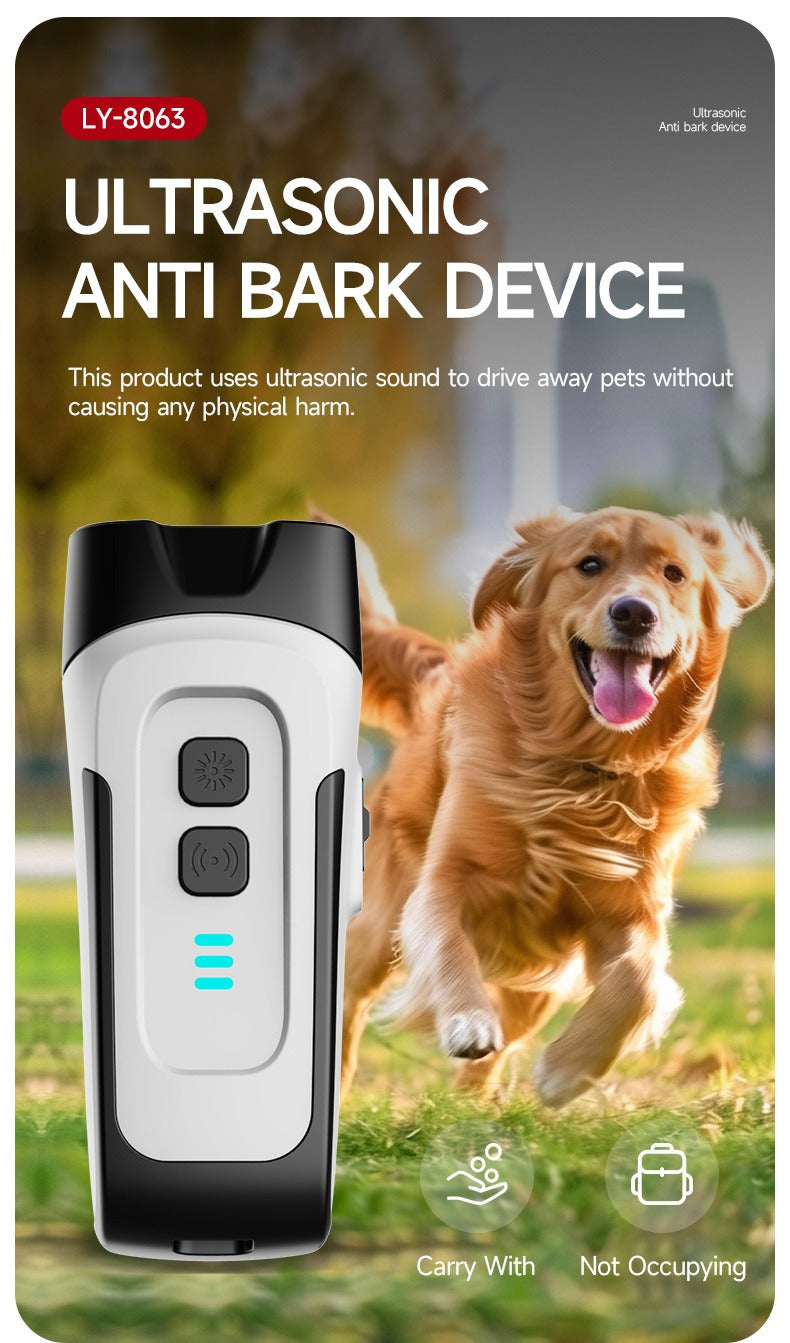Ultrasonic Dog Bark Control Device with LED Flashlight - Adjustable Anti-Barking Trainer, Portable Indoor Outdoor Dog Behavior Corrector