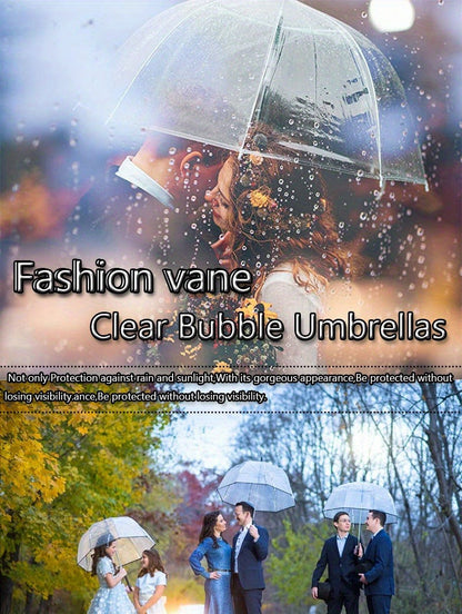 Clear Dome Bubble Umbrella 2 Pack Windproof Rainproof Auto Open 47 Inch Wide Canopy 8-Rib PVC Transparent Umbrella for Weddings Proms Graduations Outdoor Events
