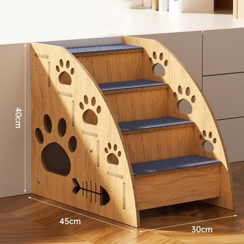 Solid Wood Pet Stairs for Bed & Sofa – 3 & 4 Step Dog Steps with Non-Slip Surface & Safety Rails for Small Medium Dogs & Senior Pets
