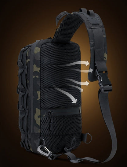 MOLLE Shoulder Bag – Large Capacity Tactical Chest Pack, Waterproof Nylon EDC Crossbody Bag for Hiking, Cycling, Fishing & Camping, Multi-Compartment, Adjustable Strap