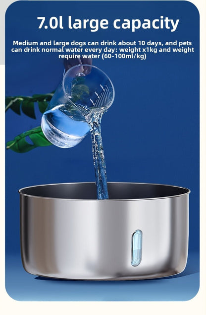 Large Stainless Steel Pet Water Fountain 236oz / 7L - Automatic Cat & Dog Water Dispenser, Multi-Stage Filtration, Visible Water Level Window, USB Powered, Replacement Filters Included, FT007