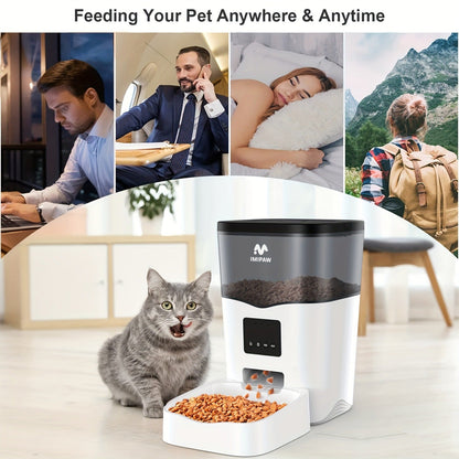 Smart WiFi Automatic Pet Feeder 101oz - App Control, Up to 10 Meals Per Day, HD Camera Option with 2.4G & 5G, Voice Assistant Compatible, USB Powered, Remote Monitoring for Cats & Dogs, IMIPAW
