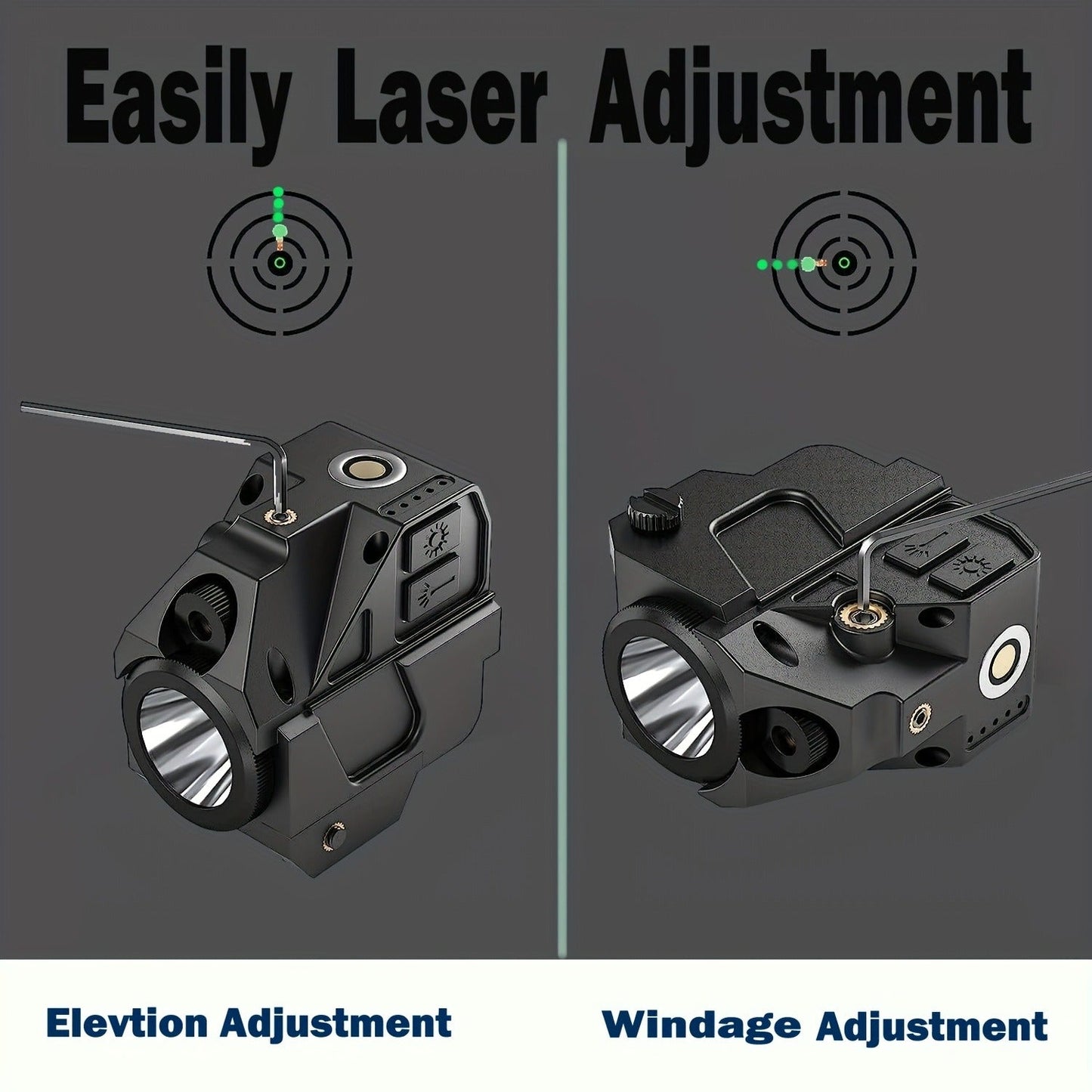 Tactical Green Laser Sight with LED Flashlight Combo - USB Rechargeable, Picatinny Rail Mount, Ambidextrous for Pistols, Rifles & Airguns