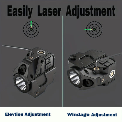 Tactical Green Laser Sight with LED Flashlight Combo - USB Rechargeable, Picatinny Rail Mount, Ambidextrous for Pistols, Rifles & Airguns
