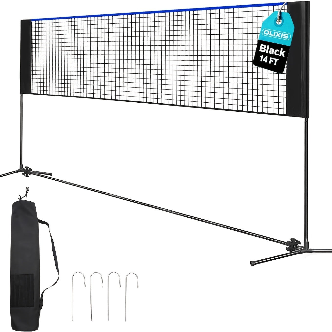 Badminton Volleyball Net Portable Adjustable Height 10ft 14ft 17ft Weather-Resistant Outdoor Indoor Backyard Pool Court Net with Carry Bag for Backyard Lawn Beach Park Play