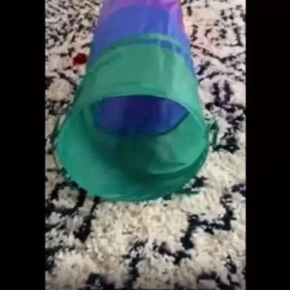 Collapsible Cat Tunnel Toy - Foldable S-Shaped & 3-Way Tube with Ball & Peek Holes, Rainbow Colors, Connectable Cat Play Tunnel for Indoor Cats & Kittens, 1pc or 2-Pack Bundle