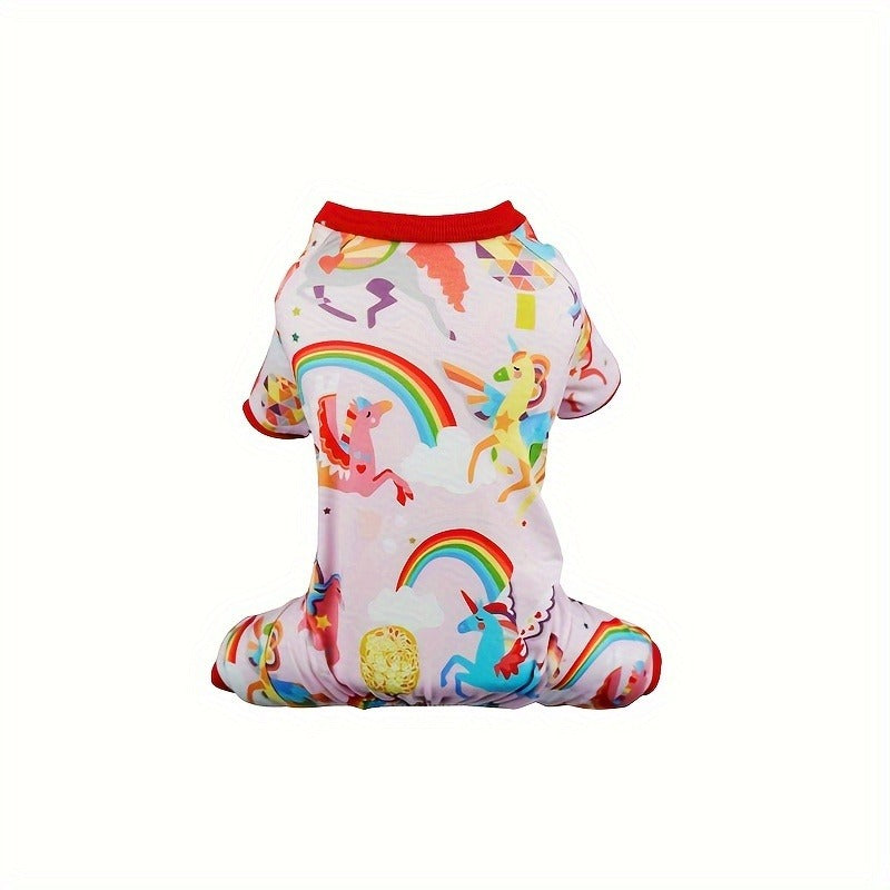 Puppy Clothes Set 4pcs Dog Cat Pajamas Onesie for Small Breeds Boys Girls, Spring Summer Shirts for Chihuahua Yorkshire Terrier Cats, Cute Mixed Color Pet Clothing Bundle, Sizes S M XL