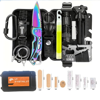 Outdoor Survival Kit 12-115 Piece – Emergency Gear Set for Camping, Hiking & Survival, Multi-Tool Equipment for Men, Dad, Husband – Unique Outdoor Gift Idea