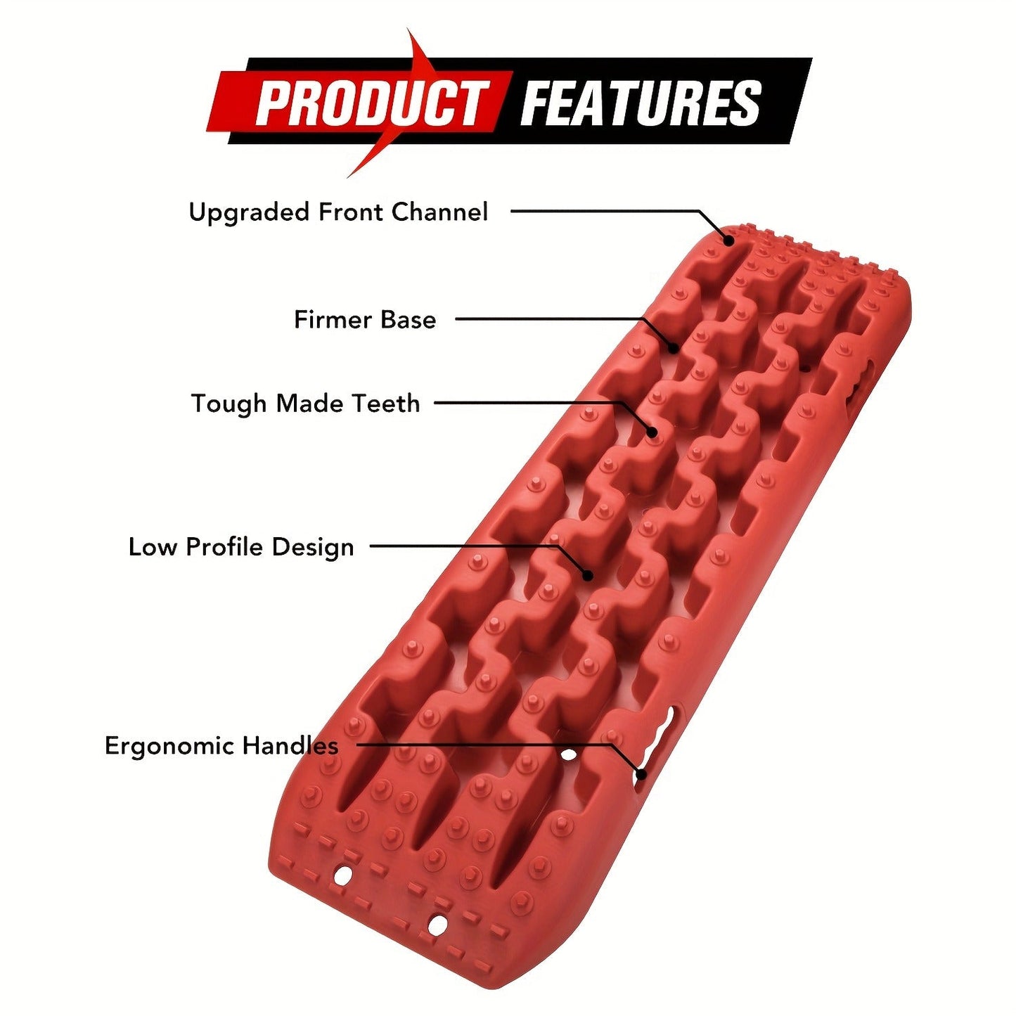 Off-Road Traction Boards Recovery Tracks 2-Pack – 10-Ton Capacity, 40”×11.8” PP Traction Mats for Sand, Mud & Snow, 4x4 Vehicle Recovery Boards with Carry Bag & Leash, Orange/Red/Black