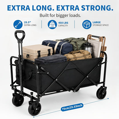 Heavy-Duty Folding Utility Cart 450LBS Iron Frame 800D Oxford No Assembly