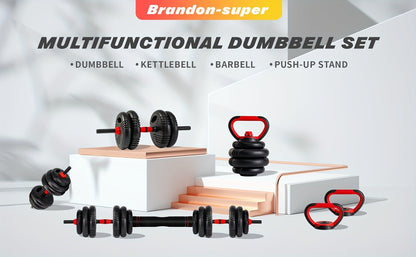 Free Weight Set 4-in-1 Adjustable Dumbbells 20–90LBS – Converts to Kettlebell, Barbell & Push-Up Stand, Double Nuts Non-Slip Bar for Home Gym Men Women