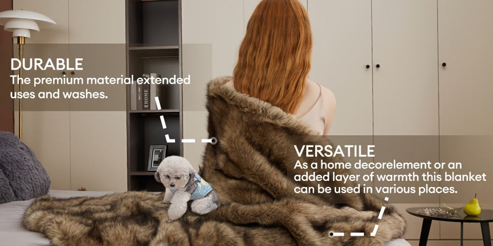 Faux Fur Throw Blanket 1060GSM Luxury - Super Soft Reversible Plush Mink Blanket for Bed Couch Sofa, Oversized Heavy Weight Cozy Blanket, Leopard Animal Print & Solid Colors, Throw & Twin Size