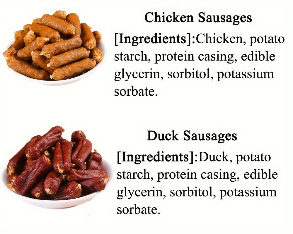 Soft Chew Dog Sausage Treats – Chicken & Duck Flavor, High Protein Fresh Meat Training Treats for Small, Medium & Large Dogs, Positive Reward Snack (7.1oz / 1.8lbs / 2.7lbs / 14.1oz)