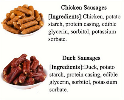 Soft Chew Dog Sausage Treats – Chicken & Duck Flavor, High Protein Fresh Meat Training Treats for Small, Medium & Large Dogs, Positive Reward Snack (7.1oz / 1.8lbs / 2.7lbs / 14.1oz)