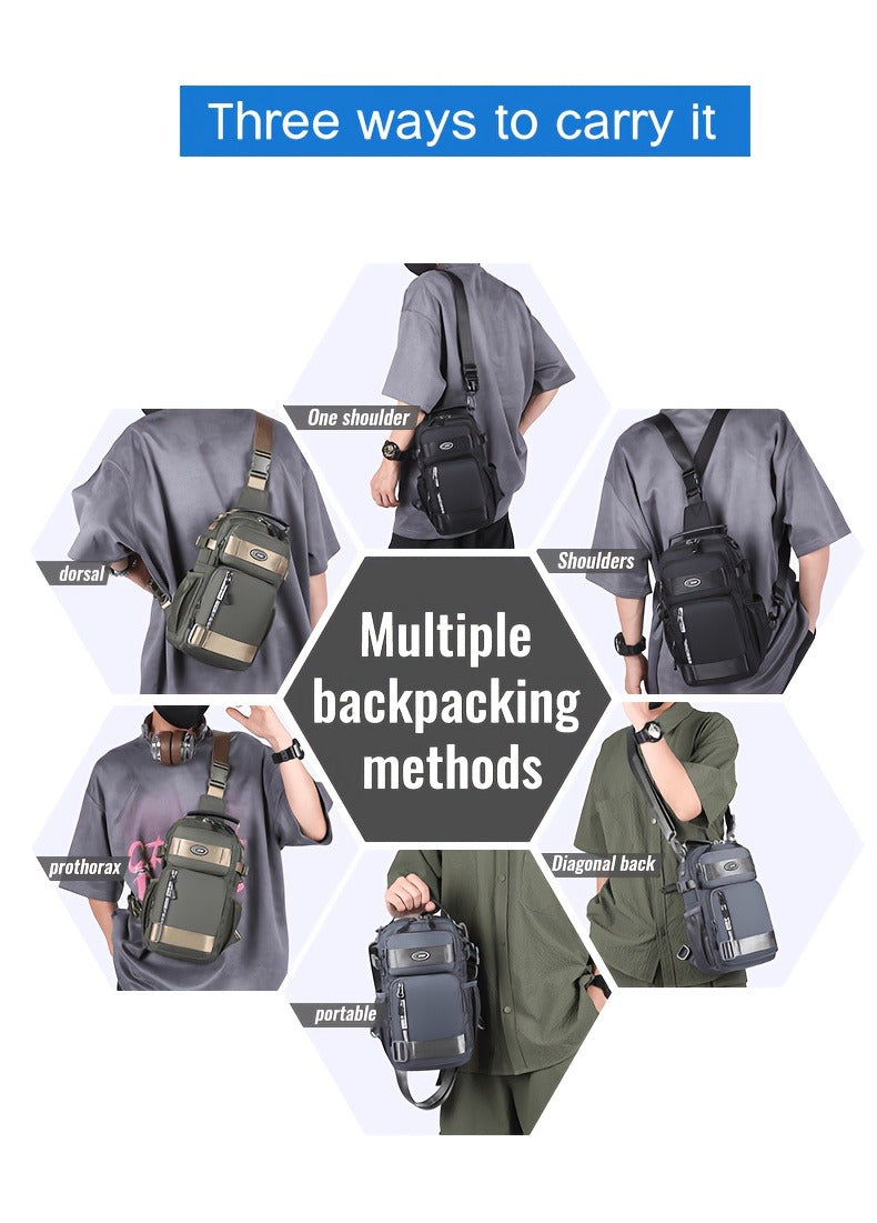 Crossbody Chest Bag Unisex Multipurpose Shoulder Sling Bag with Adjustable Strap Zipper Closure Versatile Carry Styles for Daily Use Travel Outdoor Black Grey