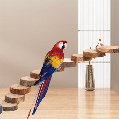 Parrot Ladder Toy Natural Wood Multi-Level Climbing Stand with Solid Wood Platform – Bird Exercise Perch for Parakeets, Cockatiels & Small Birds, Mental Stimulation & Physical Activity Accessory