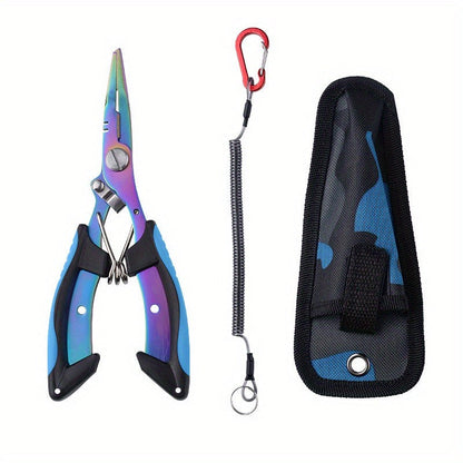 Fishing Pliers & Fish Gripper Set – Stainless Steel Hook Remover, Eagle-Beak Scissors, Line Retriever & Storage Bag