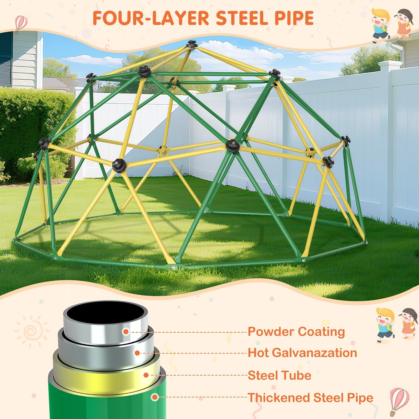 10FT Kids Climbing Dome with Hammock Swing Disc Swing Backyard Jungle Gym Steel Frame Outdoor Play Equipment 1000 LBS Capacity Gift for Boys Girls Ages 3-10