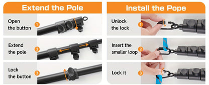 Dog Flirt Pole Telescopic - Extendable Flirt Stick with 3 Detachable Toys & Nylon Rope, Aluminum Alloy Dog Chase Toy for Small Medium Large Dogs, Agility Training Exercise & Interactive Play Tool