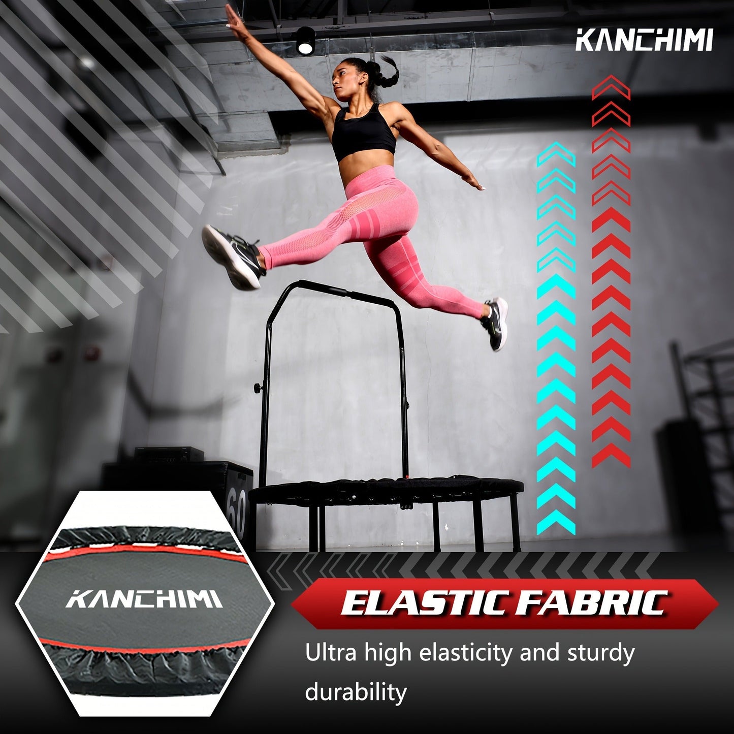 40" Foldable Mini Trampoline Rebounder for Adults & Family Indoor Fitness, Weight Loss & Cardio Workout – Small Jumping Bed for Home Gym