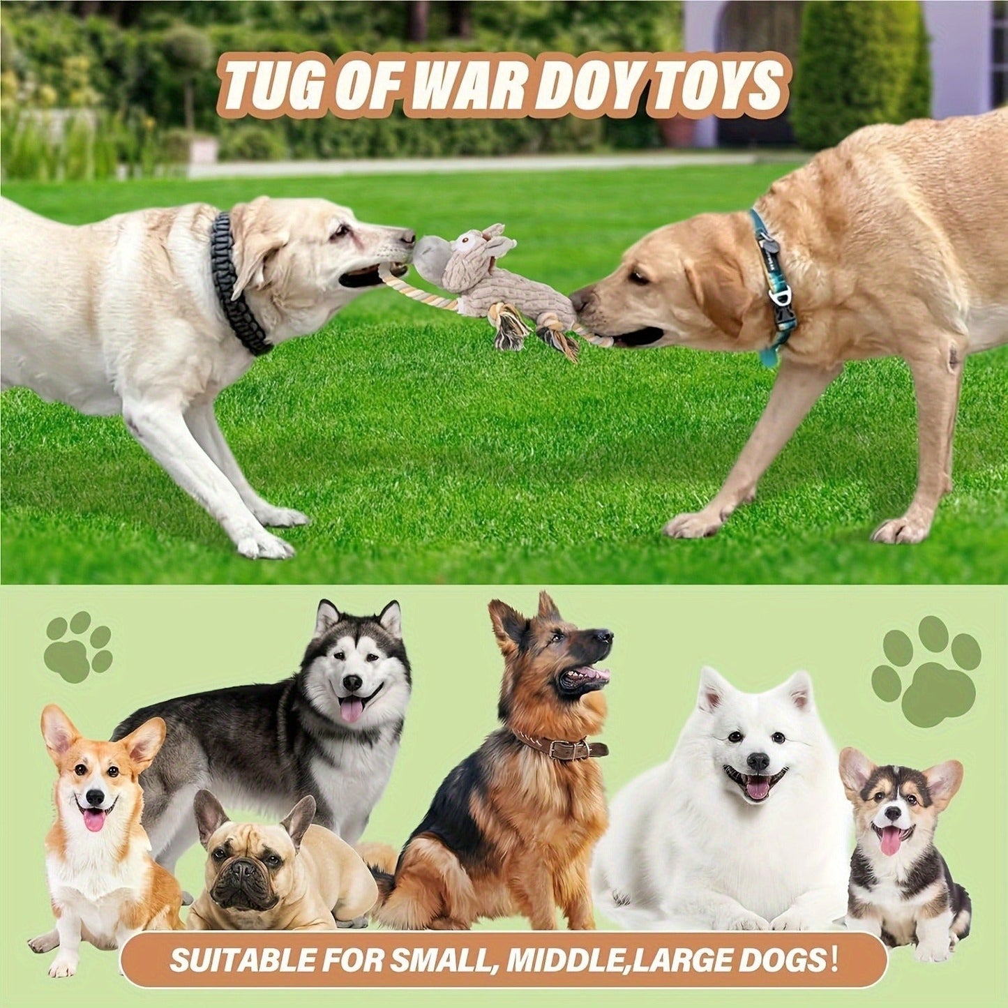 Dog Chew Toy Donkey Plush Squeaky Stretch Toy for Dogs - Durable Soft Stuffed Animal Chew Toy for Small Medium Large Dogs, Textured Spike Design, No Batteries Needed