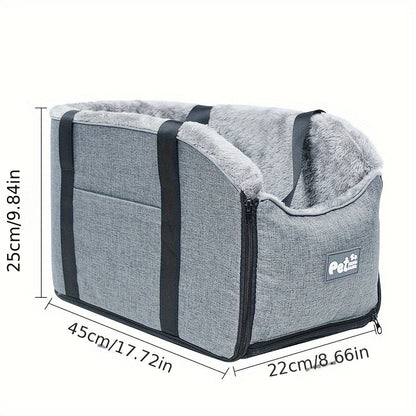 Pet Travel Bag & Car Seat for Small Medium Dogs Cats - Portable Polyester Carrier with Secure Buckle Closure, Cozy Soft-Sided Dog Cat Travel Tote Bag for Road Trips, Vet Visits & Daily Commutes, Grey