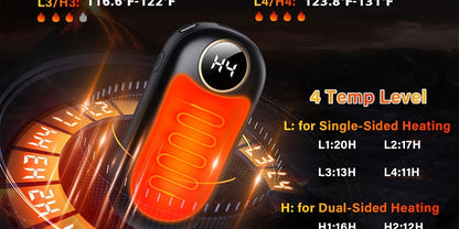 Rechargeable Hand Warmers 2 Pack – Dual-Sided Electric Pocket Heater with Power Bank & LED Light, 36Hrs Warmth, 4 Heat Levels, Portable Reusable Handwarmer Gift for Men & Women, Deep Black / Orange