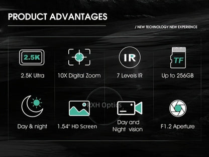 Night Vision Monocular with 850nm IR Illuminator, 5X Digital Zoom 2.5K FHD Camera 1.54" Display, Infrared Night Vision Scope for Hunting Camping Wildlife Surveillance, 2000mAh Battery 6Hr Runtime