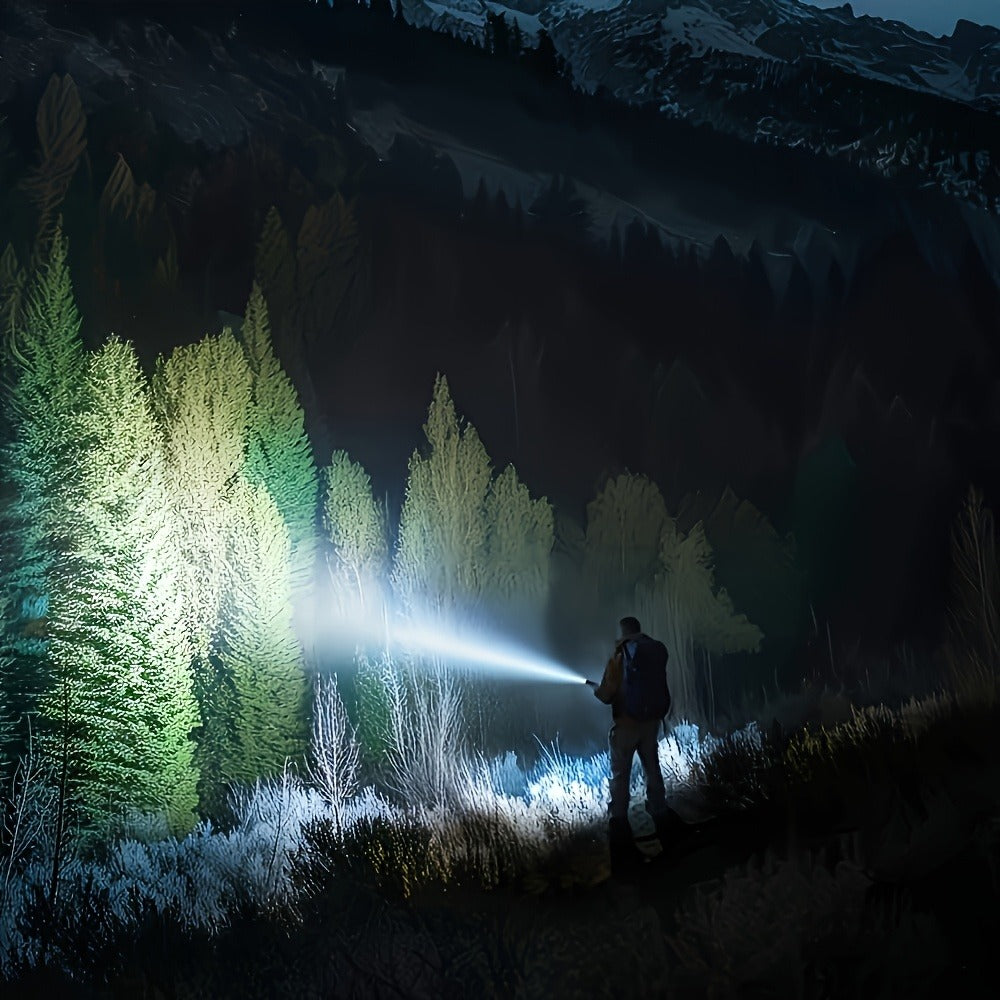 Tactical Flashlight with Fire Starter - Fresnel Lens Igniter, 3000 Lumen LED, 21700 Rechargeable Battery, Zoomable Aluminum Torch for Camping, Hiking, Emergency & Outdoor Survival