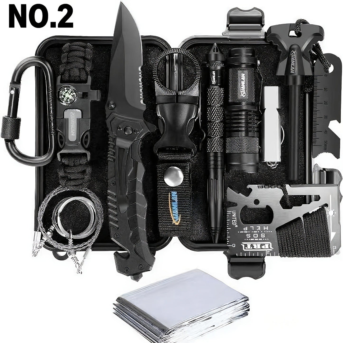 Tactical Survival Kit Multi-Tool Box – Emergency Outdoor Gear with Magnesium Fire Starter, Flint & First Aid Supplies for Camping, Hiking, Hunting & SOS Situations – Best Gift for Men