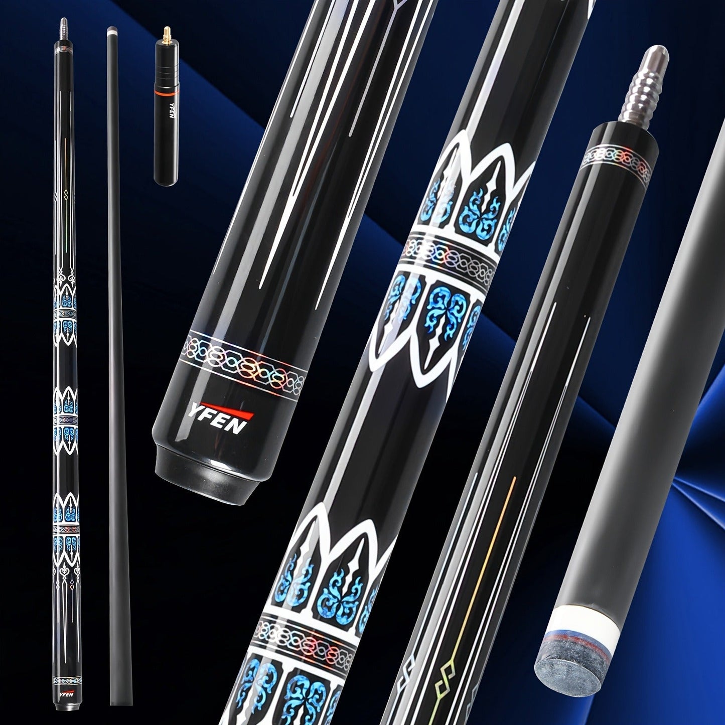 Carbon Fiber Pool Cue Stick Low Deflection Billiard Cue with 11.8mm 12.5mm Tip Pro-Taper Shaft Canadian Maple Butt Extension Compatible Professional Pool Cues for Competitive Play and Tournament Use