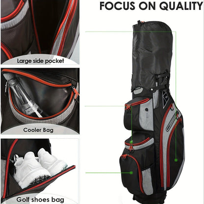 Golf Cart Bag with Full-Length Dividers – Sturdy Spacious Stand Bag with Multiple Pockets for Golf Club Organization, Accessories Storage, Men & Women Golfers