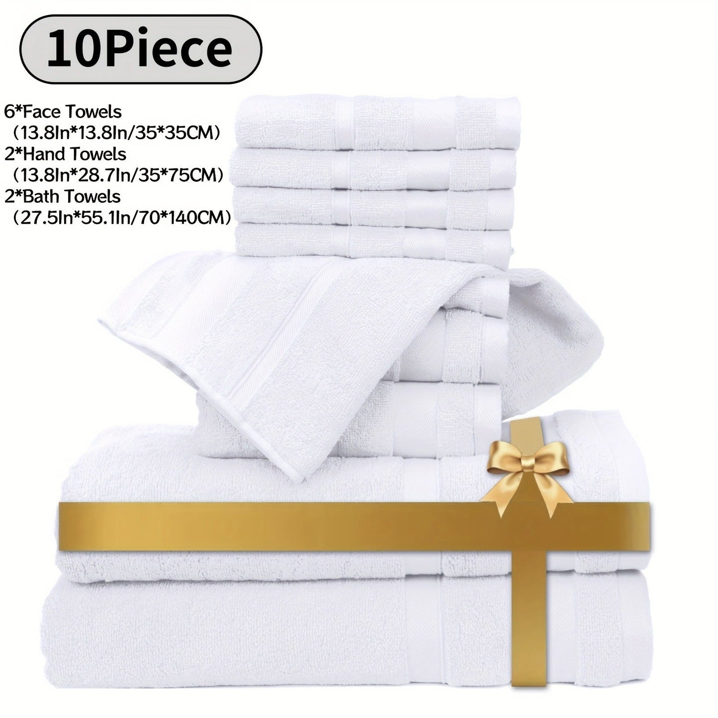 Cotton Bath Towel Set 6/10 Piece - 100% Pure Cotton Large Bath Towels for Women & Men, Highly Absorbent Quick Dry Spa Hotel Quality Towels for Bathroom, Bedroom, Gym, Pool & Travel, Soft Fluffy Luxury Towel Sets