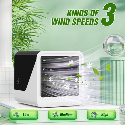 Portable Mini Air Conditioner Fan | Personal Evaporative Cooler with 3-Speed Settings & Timer, Quiet Desktop Cooling Fan for Room, Home, Office & Car Use – USB Powered, Compact Design