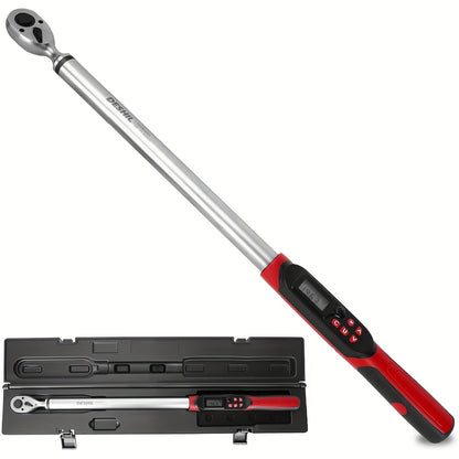 1/2, 3/8 Inch Drive Digital Torque Wrench, 17-340 Nm (12.5-250.8 Ft-Lb), 6.8-135 Nm (5.02-99.57 Ft-Lb), Electric Torque Wrench with Buzzer And LED, Preset Values And Data Storage, for Bike/Motorcycle/Auto Repairs, Plus And Minus 2% Accuracy