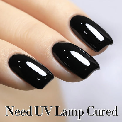 Deep Black Gel Nail Polish 16ml Soak Off LED UV - Semi-Permanent High-Shine Long Lasting Gel Enamel for Nail Art Stamping French Tips Chrome Base - Bold Solid Black Manicure for Women Salon Home