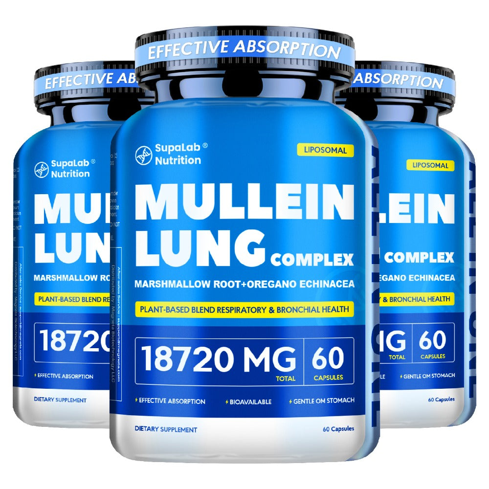 Mullein Leaf Capsules 12000mg with Quercetin — Lung Health & Respiratory Support | Bronchial Breathing Ease, Immune Defense & Seasonal Allergy Comfort | Natural Herbal Formula | 60 Capsules