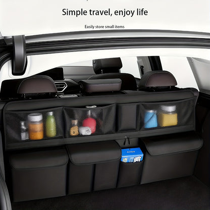 Car Trunk Organizer Bag - High Capacity Oxford Cloth Rear Seat Storage with Adjustable Dividers & Storage Pockets, Universal Fit for Cars, SUVs & Trucks