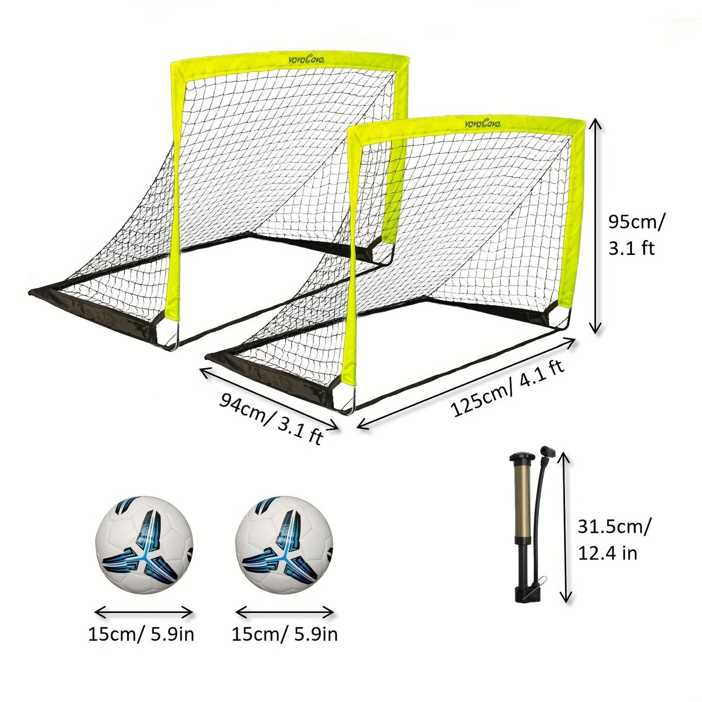 Portable Soccer Goals Set of 2 with Nets 4'x3' Backyard Indoor Outdoor Soccer Goal Kit with 2 Soccer Balls Pump and Carrying Bag for Kids Adults Training Practice