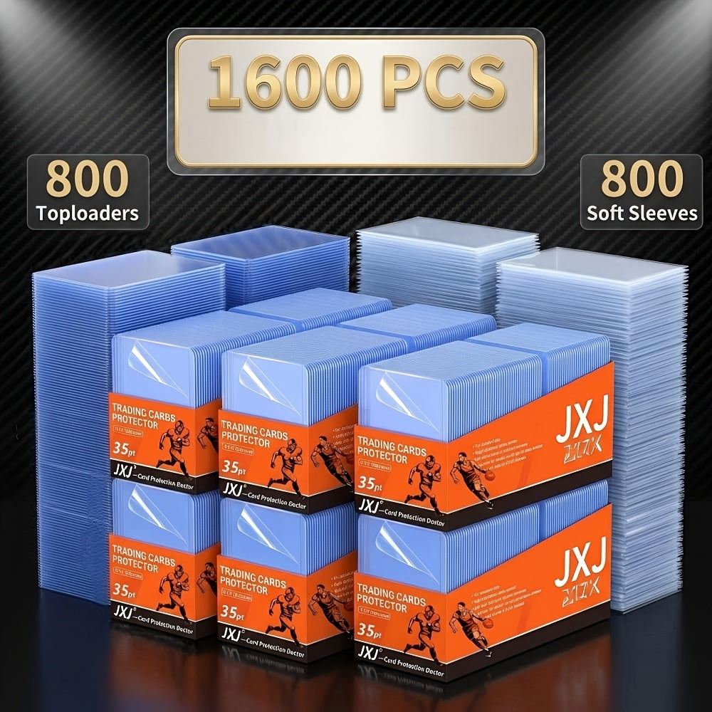 Top Loaders and Card Sleeves Combo Set 3x4 Inch Hard Plastic Baseball Card Protectors for Sports Football Game Cards Choose 100 200 400 or 800 Top Loaders Plus Matching Card Sleeves Bulk Value Pack