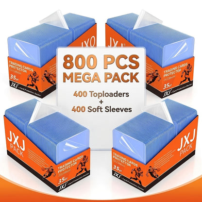 Top Loaders and Card Sleeves Combo Set 3x4 Inch Hard Plastic Baseball Card Protectors for Sports Football Game Cards Choose 100 200 400 or 800 Top Loaders Plus Matching Card Sleeves Bulk Value Pack