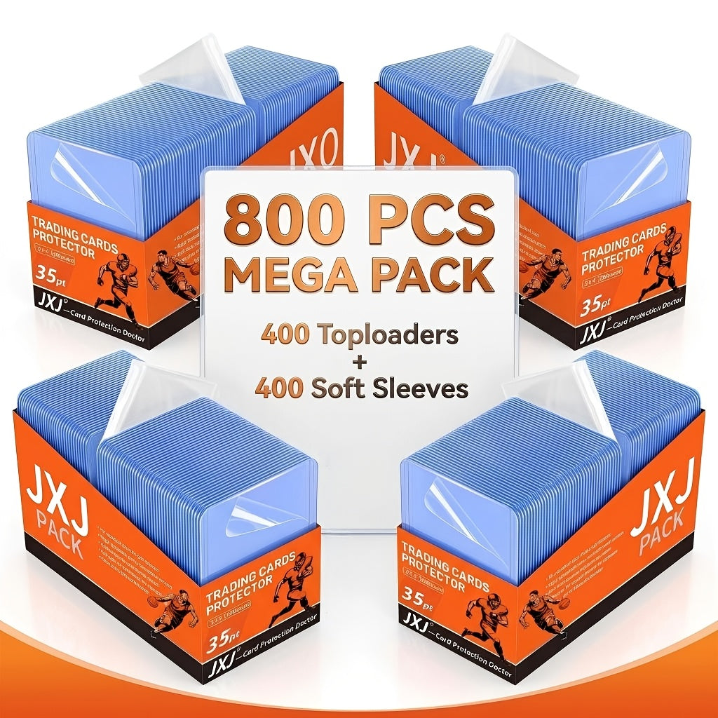 Top Loaders and Card Sleeves Combo Set 3x4 Inch Hard Plastic Baseball Card Protectors for Sports Football Game Cards Choose 100 200 400 or 800 Top Loaders Plus Matching Card Sleeves Bulk Value Pack