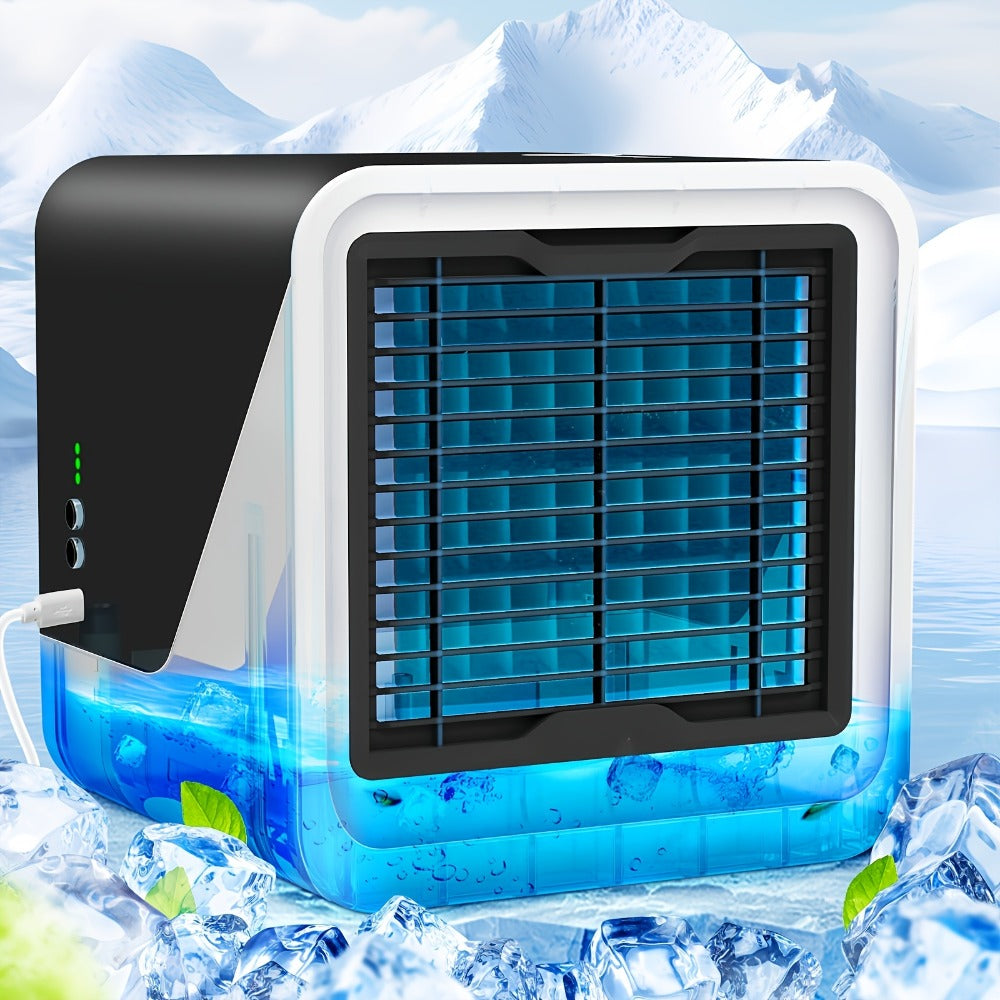 Portable Mini Air Conditioner Fan | Personal Evaporative Cooler with 3-Speed Settings & Timer, Quiet Desktop Cooling Fan for Room, Home, Office & Car Use – USB Powered, Compact Design