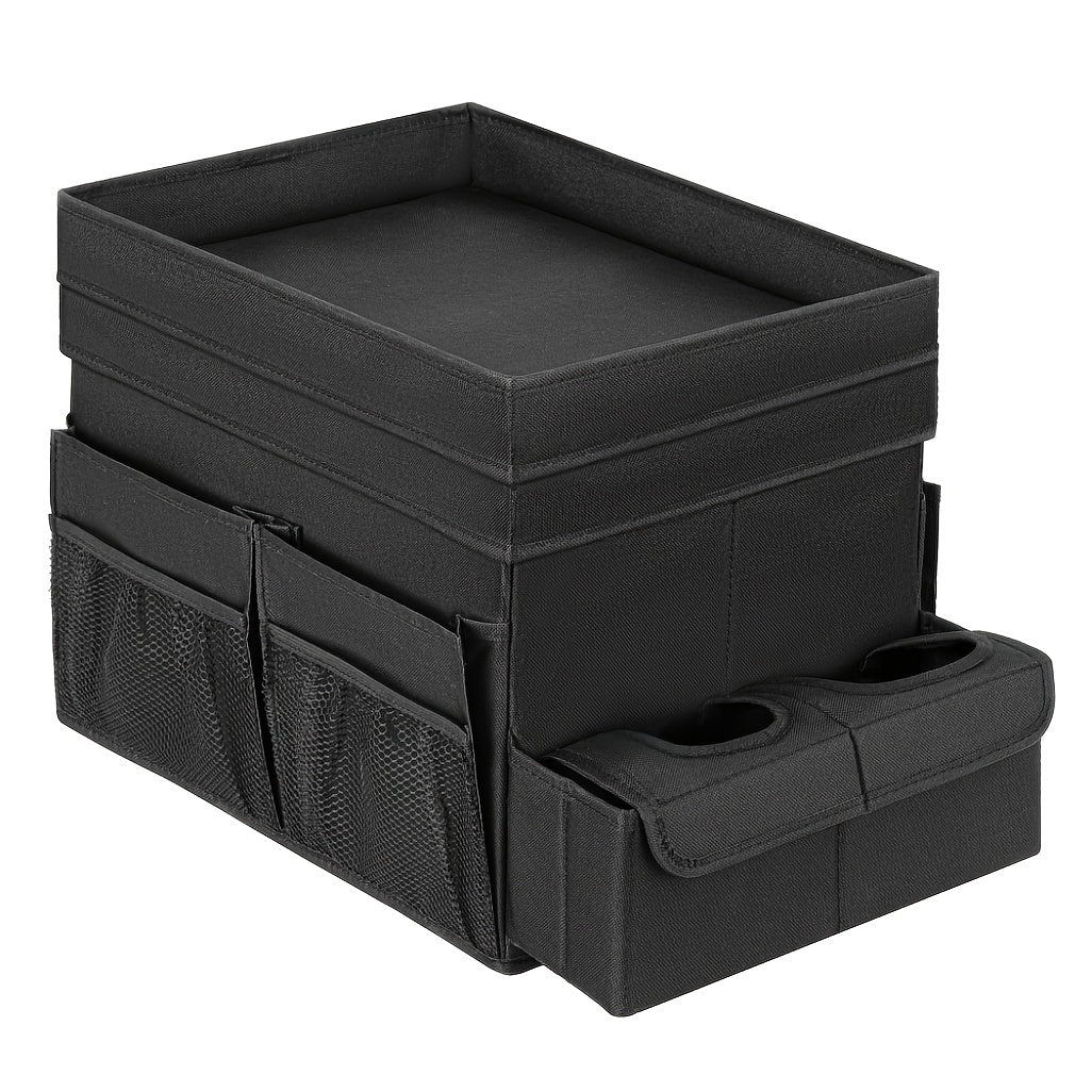 Portable Car Seat Organizer with Cup Holder Tray & Cooler Compartment - Multi-Compartment Backseat Storage for Adults, Fit Travel Accessories Organizer for Front/Rear Seats, Neutral Design, Sturdy Handles