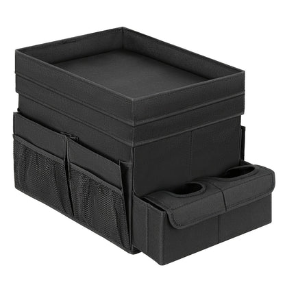 Portable Car Seat Organizer with Cup Holder Tray & Cooler Compartment - Multi-Compartment Backseat Storage for Adults, Fit Travel Accessories Organizer for Front/Rear Seats, Neutral Design, Sturdy Handles
