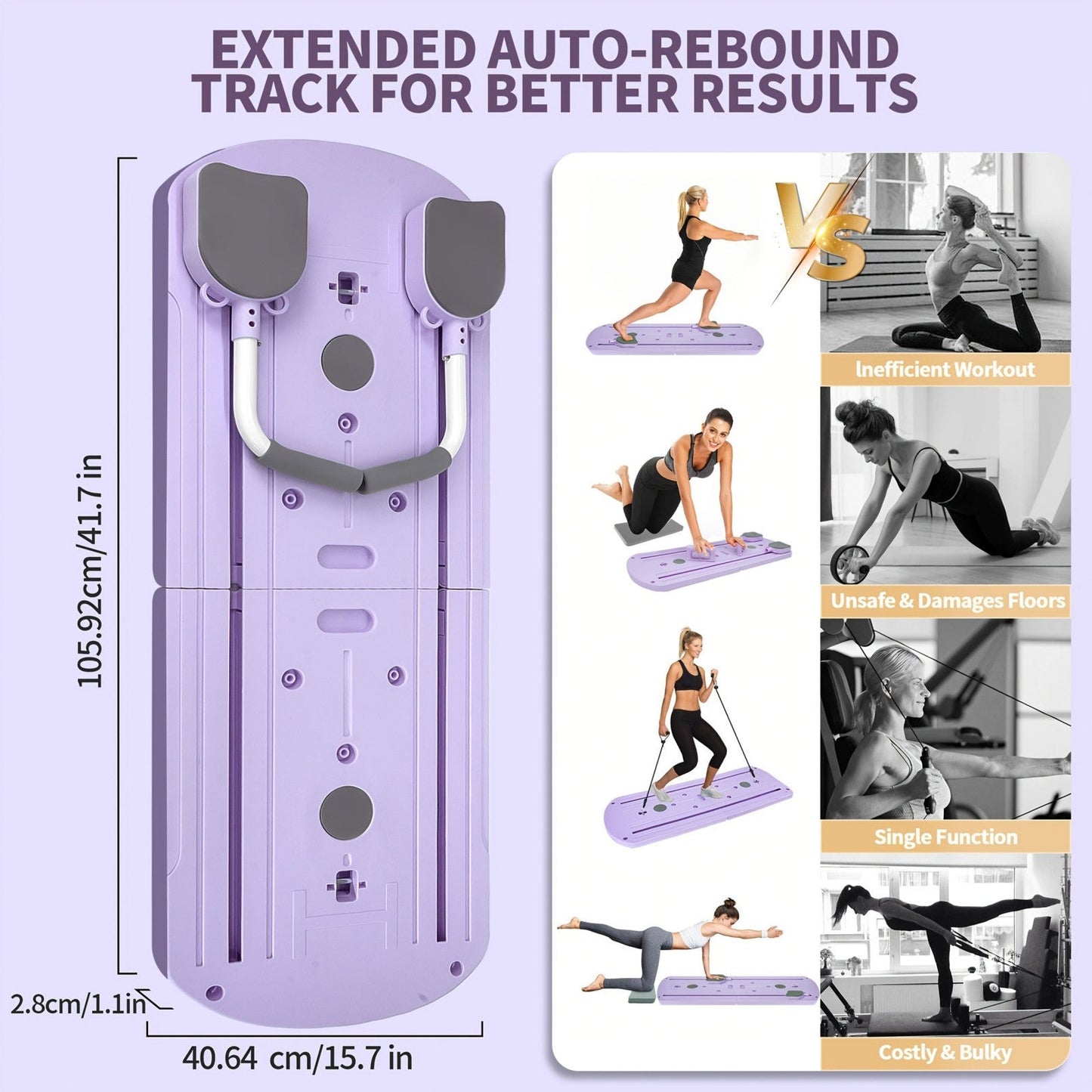Foldable Pilates Board 8-in-1 with Resistance Bands – Anti-Slip Yoga Push-Up Board for Core Strength, Balance, Fat Burning & Full Body Home Gym Training