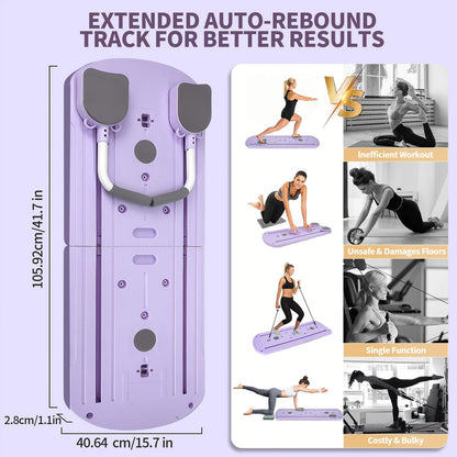 Foldable Pilates Board 8-in-1 with Resistance Bands – Anti-Slip Yoga Push-Up Board for Core Strength, Balance, Fat Burning & Full Body Home Gym Training