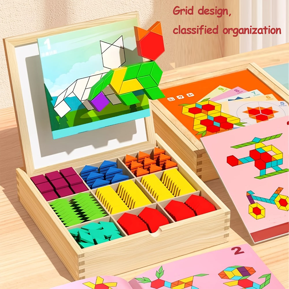 Magnetic Wooden Puzzle Board for Kids – 128/180/220/280 PCS Geometric Shape Recognition & Logical Thinking Toy, STEM Montessori Educational Gift for Boys & Girls Ages 3 4 5 6 7 8