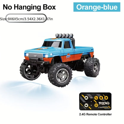 Mini RC Car 1/64 Scale High-Speed Off-Road Monster Truck – 2.4GHz Alloy Die-Cast Remote Control Car with Shock Absorber, All-Terrain Climbing RC Toy Gift for Kids Adults Boys