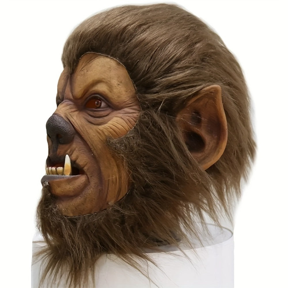 Hairy Beast Latex Masquerade Mask for Men – Natural Latex Full Face Halloween Costume Mask for Themed Party Cosplay Masquerade Ball Scary Dress Up, Cool Dashing Design Hand Washable
